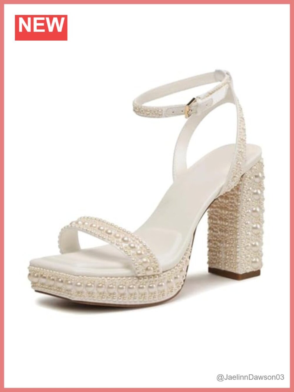 Pearl Platform Heeled Sandals Chunky Block Heel Ankle Strap Wedding Bride